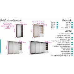 Alfa 160 cm kombi tolóajtós gardróbszekrény 