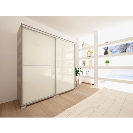 Alfa 160 cm tolóajtós gardróbszekrény magasfényű MDF ajtókkal