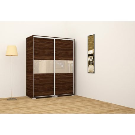 Alfa 180 cm tükrös gardróbszekrény tolóajtós, magasfényű betéttel