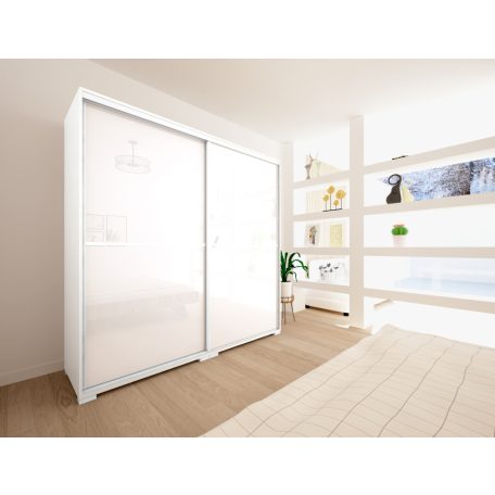 Alfa 180 cm tolóajtós gardróbszekrény magasfényű MDF ajtókkal