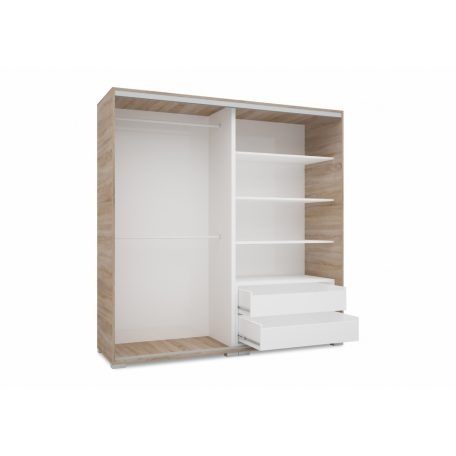 Alfa 180 cm tolóajtós gardróbszekrény magasfényű MDF ajtókkal