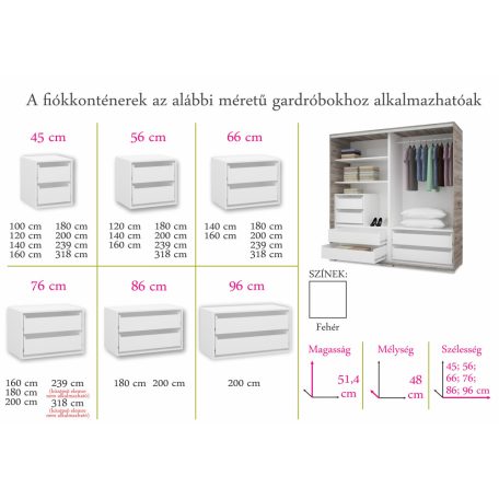 Alfa 200 cm tolóajtós magasfényű gardróbszekrény 