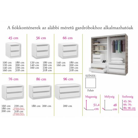 Alfa 200 cm tolóajtós gardróbszekrény magasfényű betéttel