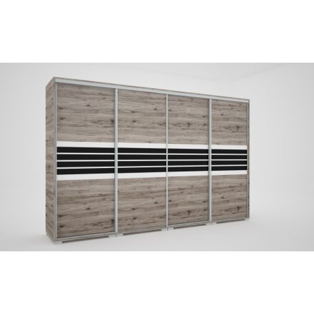 Alfa 318 cm tolóajtós gardróbszekrény magasfényű betéttel