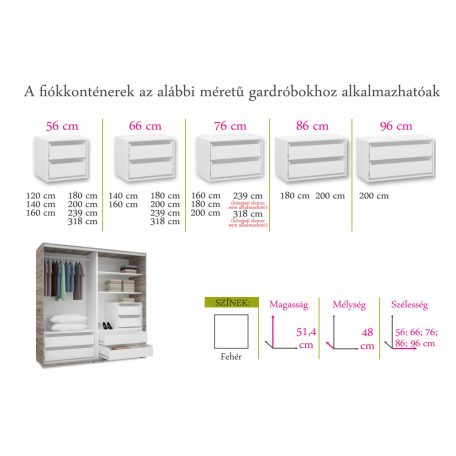Alfa 180 cm kombi tolóajtós gardróbszekrény 