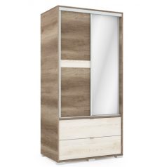   Arcadia 120 cm tükrös, tolóajtós, fiókos gardróbszekrény 