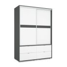 Arcadia 140 cm tolóajtós, fiókos gardróbszekrény 