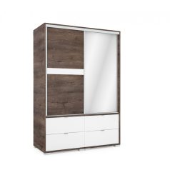   Arcadia 140 cm tolóajtós, fiókos gardróbszekrény tükörrel