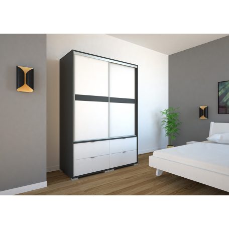 Arcadia 160 cm tolóajtós, fiókos gardróbszekrény 