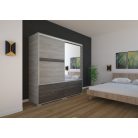 Arcadia 200 cm tolóajtós, fiókos gardróbszekrény