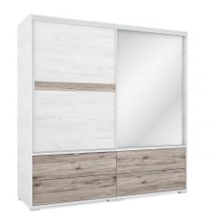   Arcadia 200 cm tolóajtós, fiókos gardróbszekrény tükörrel