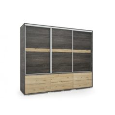 Arcadia 239 cm tolóajtós, fiókos gardróbszekrény