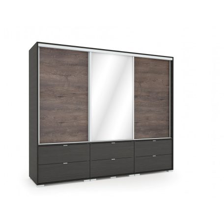 Arcadia 239 cm tolóajtós, fiókos gardróbszekrény