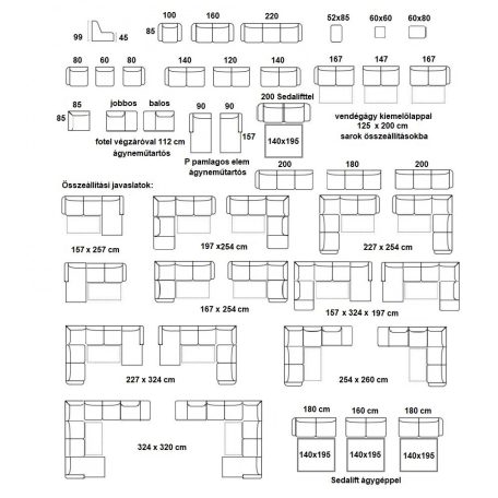 Atlanta L alakú sarokkanapé, ágyazható, ágyneműtartós