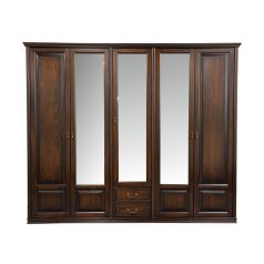 Elegant gardróbszekrény tükrös, antik dió színben