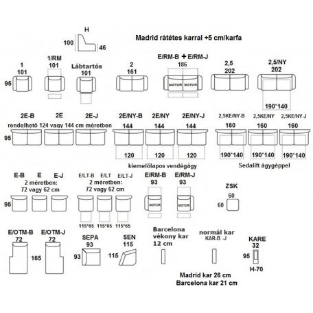 Madrid 3+1 garnitúra, ágyazható