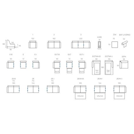 Portofino elemes sarokkanapé 12 cm magas lábbal