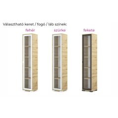 Könyvszekrény üvegajtós, 42 széles, 203 magas