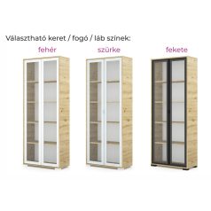 Könyvszekrény üvegajtós, 80 széles, 203 magas