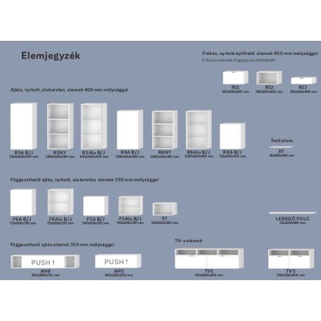 Modulo 200 cm magas nappali szekrény