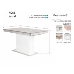Rose étkezőasztal 100x200/250 cm 10-12 személyes 