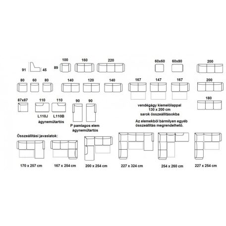 Torino K2K kanapé fiókkal