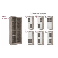 Varia 03 elem, 2 üveg- 2 teleajtós szekrény 90 széles