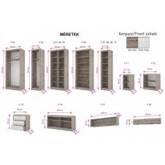 Varia 03 elem, 2 üveg- 2 teleajtós szekrény 90 széles