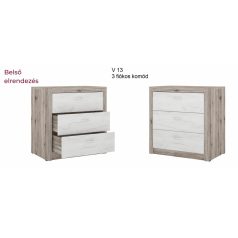 Varia 13 elem, 3 fiókos komód 90 széles