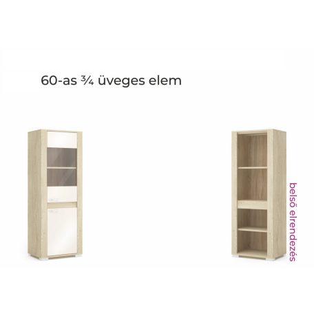 Formello 60 cm széles 3/4 üveges elem